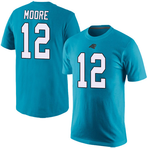 Carolina Panthers Men Blue DJ Moore Rush Pride Name and Number NFL Football #12 T Shirt->women nfl jersey->Women Jersey